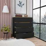 Tuhome Freestanding Compact Dresser with Four Spacious Storage Drawers, Functional Superior Top Surface, Space-Saving Modern Design for Organized Bedrooms and Practical Everyday Clothing and Accessory Storage