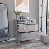Portanova Two-Drawer Dresser with Dual Open Storage Shelves, Spacious Superior Top Surface, Four-Leg Modern Frame and Functional Bedroom Organization Design for Clothes, Accessories and Everyday Home Storage Needs