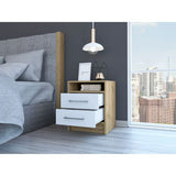 Tuhome Eter Nightstand with Two Drawers, Open Storage Compartment, Compact Modern Bedside Table for Bedroom or Living Room, Functional Organizer for Books, Devices, and Essentials, Contemporary Space-Saving Furniture