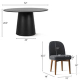 Orchid & Athena 52" Round Solid Oak Dining Table Set for 4 (5-Piece)