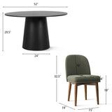Orchid & Athena 52" Round Solid Oak Dining Table Set for 4 (5-Piece)