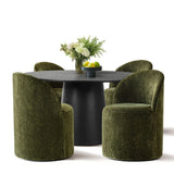 Orchid & Doris 52" Round Black Dining Table Set for 4 (5-Piece)