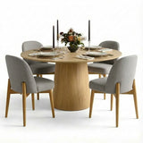 Orchid & Havana 52" Round Solid Oak Dining Table Set for 4 (5-Piece)