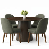 Orchid & Athena 52" Round Solid Oak Dining Table Set for 4 (5-Piece)