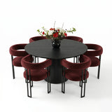 Orchid & Mia 60" Round Velvet Dining Table Set for 6 (7-Piece)