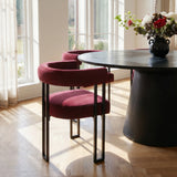 Orchid & Mia 60" Round Velvet Dining Table Set for 6 (7-Piece)