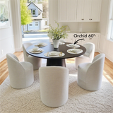 Doris Rolling Upholstered Dining Chair With Castors (Set of 6)