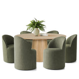 Orchid & Doris 60" Round Natural Dining Table Set for 6 (7-Piece)