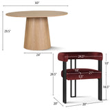 Orchid & Mia 60" Round Velvet Dining Table Set for 6 (7-Piece)