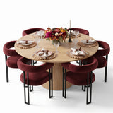 Orchid & Mia 60" Round Velvet Dining Table Set for 6 (7-Piece)