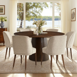 Orchid & London 60" Round Solid Oak Dining Table Set for 6 (7-Piece)