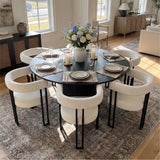 Orchid & Mia 60" Round Velvet Dining Table Set for 6 (7-Piece)