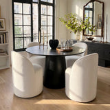 Orchid & Doris 52" Round Black Dining Table Set for 4 (5-Piece)