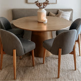 Havana Linen Upholstered Dining Chair with Solid Wood Legs (Set of 8)