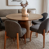 Orchid 52" Solid Oak Wood Round Pedestal Dining Table