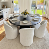 Doris Rolling Upholstered Dining Chair With Castors (Set of 6)