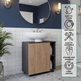 Pascuale Two Side Shelves Under Sink Cabinet with One Door, Cut-Out Back, Compact 22” Freestanding Bathroom Storage, Minimalist Design for Small Spaces, Ideal for Guest Bathrooms or Powder Rooms