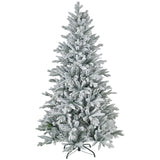 HOMCOM 6ft Artificial Flocked Christmas Tree with Snow Tips, Easy Assembly, Hinged Xmas Tree for Home Office Holiday