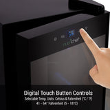 Home Wine Cooler Fridge - Smart Wine Cooler Chilling Refrigerator With Digital Touchscreen Control, Adjustable Temp (12 Bottle Storage Capacity)