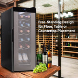 Home Wine Cooler Fridge - Smart Wine Cooler Chilling Refrigerator With Digital Touchscreen Control, Adjustable Temp (12 Bottle Storage Capacity)