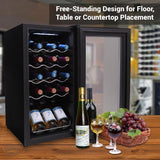 Wine Chilling Refrigerator Cellar - Digital Touch Button Control With Air Tight Seal, Contains Placement For Standing Bottles (15 Bottle Storage Capacity)