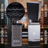 Wine Chilling Refrigerator Cellar - Digital Touch Button Control With Air Tight Seal, Contains Placement For Standing Bottles (15 Bottle Storage Capacity)