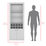 Nero 74-Inch Tall Bar Cabinet with Glass Holder Stemware Rack, 4 Shelves, 10-Bottle Wine Cubbies and Multi-Use Storage, Modern Liquor Cabinet and Home Bar Unit for Organized Display and Sophisticated Entertainment