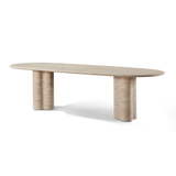 Porto Travertine Pill Dining Table 108"