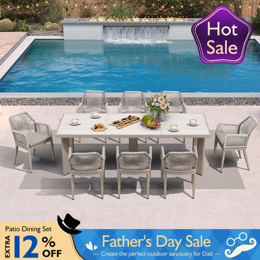 PURPLE LEAF Outdoor Dining Set with Sunbrella Cushions wicker patio table set for Kitchen Deck Garden Outdoor Furniture Sets