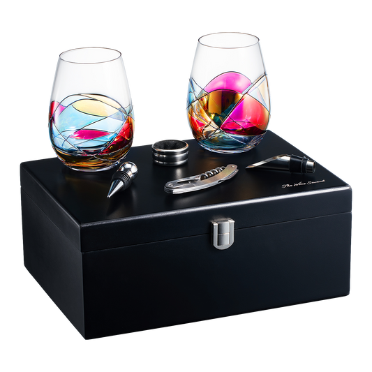 Painted STEMMLESS Wine Glass Box Set - 2 Glasses