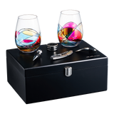 Painted STEMMLESS Wine Glass Box Set - 2 Glasses
