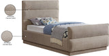 Paxton Twin Bed - Luxurious Chenille Upholstered Design with Channel Tufted Headboard for Elegance