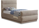 Paxton Twin Bed - Luxurious Chenille Upholstered Design with Channel Tufted Headboard for Elegance
