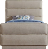 Paxton Twin Bed - Luxurious Chenille Upholstered Design with Channel Tufted Headboard for Elegance