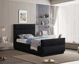 Paxton Twin Bed - Luxurious Chenille Upholstered Design with Channel Tufted Headboard for Elegance