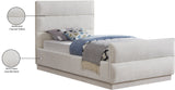 Paxton Twin Bed - Luxurious Chenille Upholstered Design with Channel Tufted Headboard for Elegance