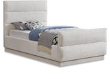 Paxton Twin Bed - Luxurious Chenille Upholstered Design with Channel Tufted Headboard for Elegance