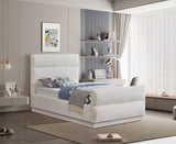 Paxton Twin Bed - Luxurious Chenille Upholstered Design with Channel Tufted Headboard for Elegance