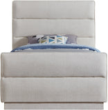 Paxton Twin Bed - Luxurious Chenille Upholstered Design with Channel Tufted Headboard for Elegance
