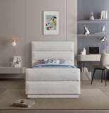 Paxton Twin Bed - Luxurious Chenille Upholstered Design with Channel Tufted Headboard for Elegance