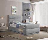 Paxton Twin Bed - Luxurious Chenille Upholstered Design with Channel Tufted Headboard for Elegance