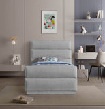 Paxton Twin Bed - Luxurious Chenille Upholstered Design with Channel Tufted Headboard for Elegance