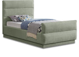 Paxton Twin Bed - Luxurious Chenille Upholstered Design with Channel Tufted Headboard for Elegance