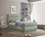 Paxton Twin Bed - Luxurious Chenille Upholstered Design with Channel Tufted Headboard for Elegance
