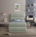 Paxton Twin Bed - Luxurious Chenille Upholstered Design with Channel Tufted Headboard for Elegance