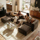 Philo Chenille Low Profile Modular Sectional Sofa (4-Seater+2 Ottomans)