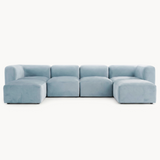 Philo Performance Velvet Low Profile Modular Sectional Sofa (4-Seater+2 Ottomans)