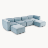 Philo Performance Velvet Low Profile Modular Sectional Sofa (4-Seater+2 Ottomans)