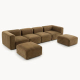 Philo Performance Velvet Low Profile Modular Sectional Sofa (4-Seater+2 Ottomans)