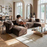 Philo Performance Velvet Low Profile Modular Sectional Sofa (4-Seater+2 Ottomans)
